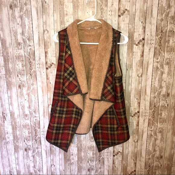 Jodifl plaid oversized sleeveless vest cardigan - Picture 1 of 10